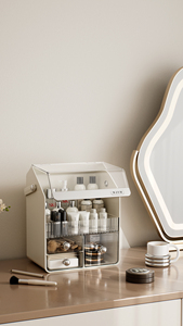 Organisateur <span class=keywords><strong>de</strong></span> maquillage moderne en <span class=keywords><strong>plastique</strong></span>, best-seller, <span class=keywords><strong>avec</strong></span> <span class=keywords><strong>couvercle</strong></span> à charnière et tiroirs pour un rangement accessible sur la coiffeuse <span class=keywords><strong>de</strong></span> chambre. - Product Image 6