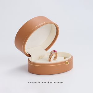 FANXI Custom logo <b>Orange</b> Leather Jewelry Box Ring Earrings Pendant Necklace Box Jewelry Packaging - Product Image 2
