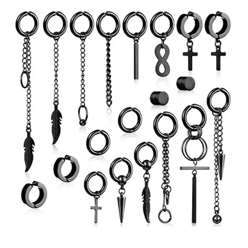 Cross Dangle Men 20 Stück Edelstahl Ohr stecker Langkettige Ohrringe für Frauen