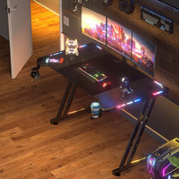 Table d'ordinateur Gamer de haute qualité Nouveau bureau de jeu PC noir LED Table de jeu longue marque