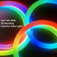 Tube lumineux SPI Chasing RGB 25mm 360 ° Éclairage 3D flexible SK6812, bande néon RGB colorée, application/télécommande pour la décoration de bar/discothèque
