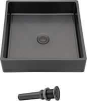 Lavabo mural rectangulaire moderne Homedec Gunmetal Black en acier inoxydable 304 de calibre 16, facile à nettoyer, garantie 3 ans, pour salle de bain