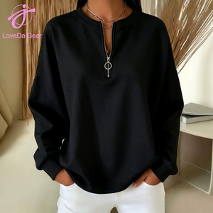Loveda Custom Logo Women Winter Warm Plus Size <strong>Half</strong> Zip Solid Color Long Sleeve Casual Pullover Sweatshirt - Product Image 4