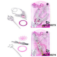 Collier de princesse en plastique en gros, diadème, couronne, bijoux, jouet pour filles