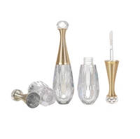 Tubes à gloss vides de luxe en forme de bulbe avec diamant sur le dessus, 2,5 ml, couleurs personnalisées, matériau PETG, bouchon à vis, rouge à lèvres liquide, sérigraphie