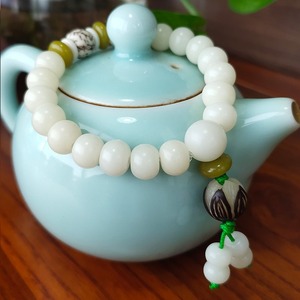 Moda White jade bodhi lotus hand string coppie maschili e femminili <span class=keywords><strong>perline</strong></span> buddiste <span class=keywords><strong>perline</strong></span> rotonde rosario <span class=keywords><strong>perline</strong></span> braccialetto di giada - Product Image 5