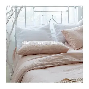 Luxury quality Home hotel 100 softened linen blush bedding set duvet cover