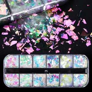 12 Roosters Holografische Nagel Glitter Vlokken Sprankelende Nagel Pailletten Onregelmatige Paillette Diy Gel Polish Manicure Nail Art Decoraties