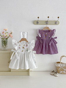Neues Sommer-Latzkleid für Mädchen mit Blumenstickerei, Niedlicher Babyrock, Süße Babykleidung - Product Image 2