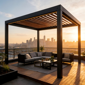 Pergola en aluminium motorisée <span class=keywords><strong>6x3</strong></span> m, pergola bioclimatique, pergola extérieure 7x4,5 avec lames orientables pour <span class=keywords><strong>abri</strong></span> <span class=keywords><strong>de</strong></span> <span class=keywords><strong>jardin</strong></span> en bois - Product Image 4