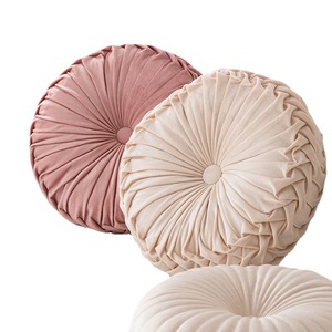 Nordic Round Pumpkin Throw <b>Pillow</b> Solid Color Velvet Seat Cushion For Sofa Living Room <b>Decor</b> Handmade With Polyester Filling - Product Image 4