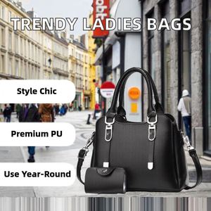 Bolso bandolera de moda 2024 para mujer, gran capacidad, impermeable, de cuero PU negro, con logo personalizable, forma de cubo. - Product Image 2