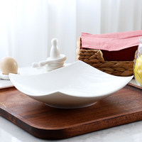Service de vaisselle en porcelaine fine personnalisé, couleur unie blanche, pour la maison, l'hôtel et le restaurant