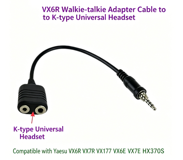 HLM Brand New ABS Adapter Cable for Yaesu VX-700 VX-710 VXA-220 EVX-S24 Two-Way Radio Headset to K-Connector Made in China