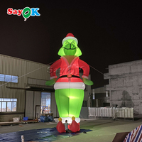 Décoration de Noël gonflable Grinch personnalisée Sayok de 3 m (9,8 pi) en tissu Oxford avec lumière LED