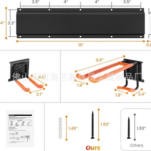 Wall Mounted Metal Storage Rack With 6 Adjustable <b>Hooks</b> 48 Inch For Garage Garden <b>Tools</b> Organization Punch Free Powder Coated - Product Image 5