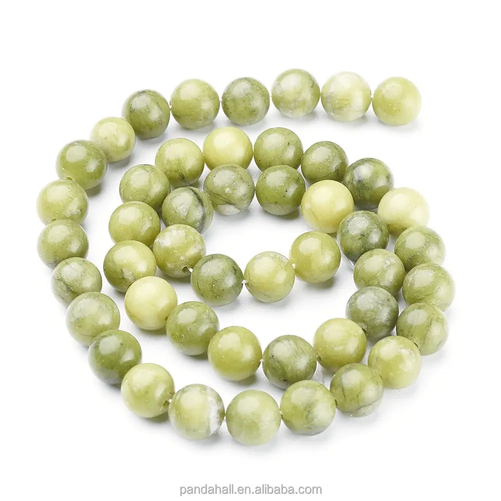 PandaHall 8mm Olive Drab Natural Taiwan Jade Natural Energy Stone Round Beads