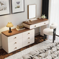 Coiffeuse avec miroir éclairé par LED, tiroirs de rangement, coiffeuse moderne pour la chambre à coucher, petits espaces, meubles de beauté pour la maison