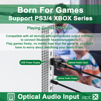 Transmisor de Audio Inalámbrico USB y de Fibra Óptica Compatible con PS3/4, Xbox, Chip Qualcomm, Conexión AptX, Adaptador Inalámbrico para PC/TV