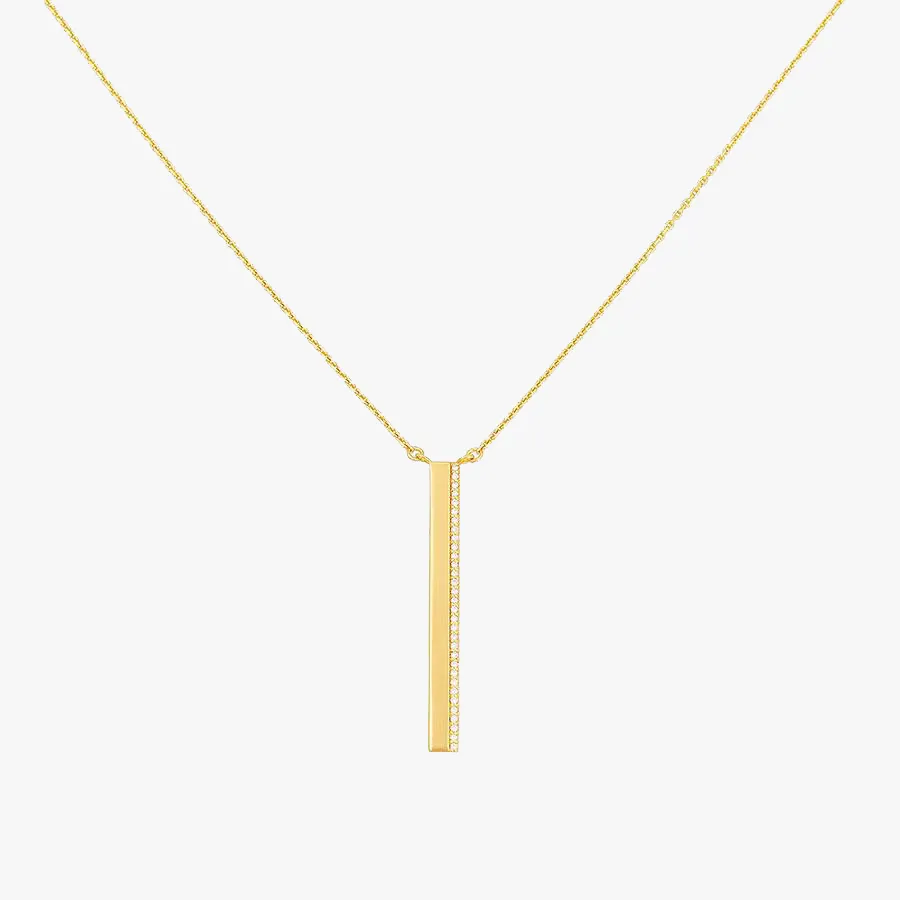 18 Karat Gold Edelstahl Material Zirkon Inlay Bar Anhänger Halskette
