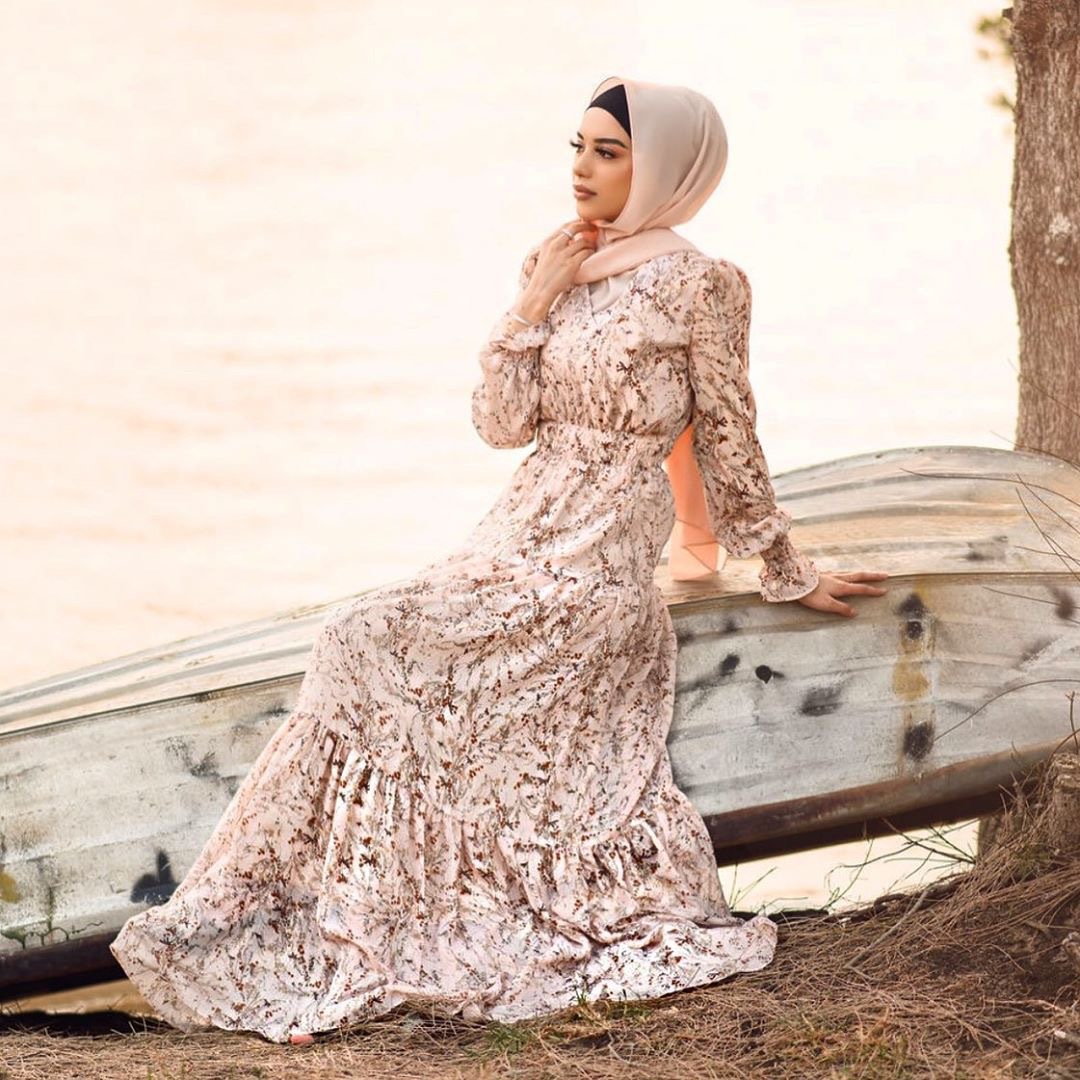 sachin and babi light blue dress Muslim Women Solid Color Chiffon Abaya Dress  Urgarment