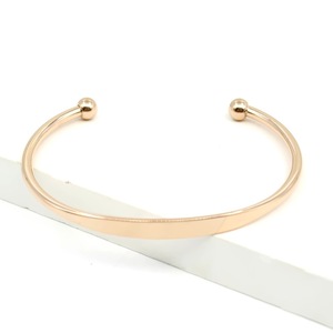 Stainless Steel C-Shaped Ball Open <b>Bangle</b> Adjustable Simple Style Titanium Steel Jewelry Gift for Women <b>Men</b> Couple Bracelet - Product Image 3