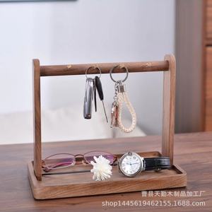 Solid wood key holder, storage ornament, entryway <b>desktop</b> <b>shelf</b>, jewelry hook, key tray ornament. - Product Image 3