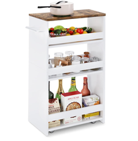 Chariot de rangement mince chariot organisateur roulant pour petits espaces chariot à linge à 4 niveaux avec poignée chariot utilitaire coulissant pour la cuisine