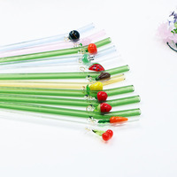 Paille à boire en verre trempé borosilicaté, réutilisable et écologique, avec pendentifs, nouvelle collection