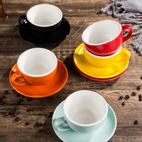 Ensemble de Tasses à Café et Soucoupes en Porcelaine, Personnalisables à Faible MOQ, Mini Tasses Promotionnelles pour Cappuccino, Latte ou Thé au Lait
