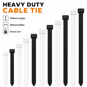 Serre-câbles de qualité structurelle 7,6 mm de large, 650 mm de long (25,6 po), résistance à la rupture de 120 LBS, attaches en plastique PA66 anti-âldonnement, prêts pour les projets - Product Image 1