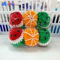 Ballon Hacky Sack en crochet fait main, tricoté, rayé arc-en-ciel, ballon de jonglage et de frappe, jouet sensoriel silencieux, en gros