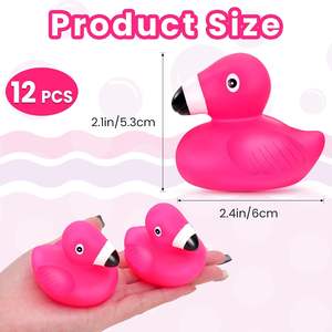 12 canards flamants roses en plastique, jouets de bain flottants et grinçants, cadeaux de fête prénatale, décoration de gâteau, décoration de salle de classe - Product Image 2
