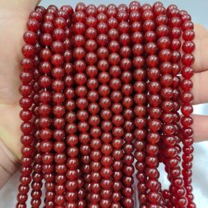 Perles rondes en agate rouge naturelle de 4 mm, 6 mm, 8 mm, 10 mm, 12 mm, qualité A, pierres de cornaline vibrantes, brins pour la fabrication de bijoux, bricolage - Product Image 5