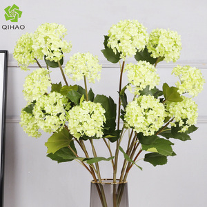 QIHAO <b>Artificial</b> <b>Hydrangea</b> Flower 3-Pronged Silk High Simulation Green White For Wedding Home Decor - Product Image 1