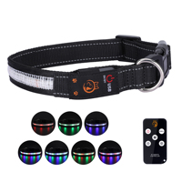 Collier LED pour chien avec télécommande de qualité supérieure, étanche, 7 modes d'éclairage, rechargeable par USB, pour la sécurité nocturne, imprimé dessin animé, en polyester