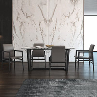 Table à manger rectangulaire en bois massif style italien moderne minimaliste avec chaises, mobilier de maison