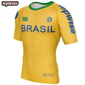 Kain berkualitas tinggi kustom Mma Rashguard Grappling No Gi Bjj Brazilian Jiu Jitsu Rashguard