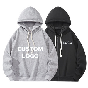 New Oversized Hoodie Embroidered Custom Logo Workout Cardigan Pullover Zipper Sweatshirt Blank Varsity Print Pullover
