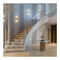 Moderne Spiraltreppen aus gehärtetem Glas mit Glasgeländer für den Innenbereich in Wohnungen, Fluren und Hotels