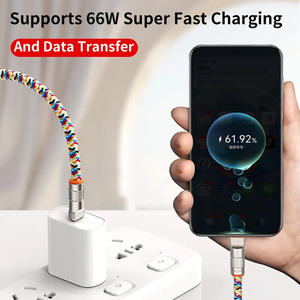 2-in-1 Mobiele Telefoonkoord 1.2M 66W Supersnelle Oplaadkabel Zuiver Koperen Gevlochten Afscherming RVS Type-C Clip Ketting - Product Image 6