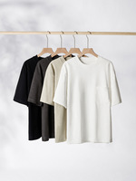 T-shirt à manches courtes pour hommes de Style japonais Vintage de marque à la mode lourd 100% coton tricoté Texture flammée surdimensionné en vrac