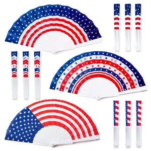 Nicro Patriotic America Independence Day Decoration Favors Celebration 4th Of July USA Flag Folding Paper Hand Fans Party Gift