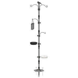 Comedero para pájaros metálico TJ-015 de 1.9 m con inserción al suelo para pájaros pequeños, duradero, para patio exterior, diseño redondo. - Product Image 1