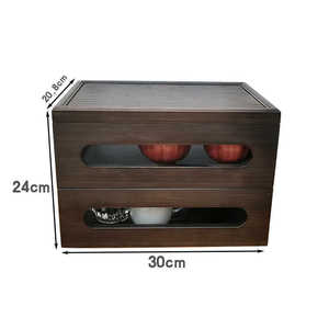 Caja de almacenamiento para juego de té de estilo chino, organizador de escritorio apilable de doble capa de bambú para gabinete de almacenamiento de tazas de té - Product Image 5