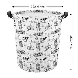 Bolsa de Compras Plegable con Estampado de Vaca Estilo Occidental Personalizada/al por Mayor, Cesta de Almacenamiento de Ropa Sucia con Asa - Product Image 2