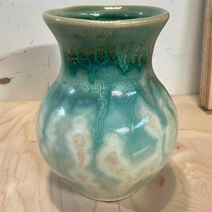 Jarrón de mesa de gres de 5 "hecho a mano, flor moderna ecológica de <span class=keywords><strong>Florida</strong></span>, rueda de cerámica, gres verde rústico lanzado - Product Image 2