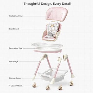 Silla <span class=keywords><strong>de</strong></span> Comer Plegable <span class=keywords><strong>para</strong></span> <span class=keywords><strong>Bebés</strong></span> con Arnés <span class=keywords><strong>de</strong></span> 5 Puntos, Altura Ajustable y Asiento Extraíble <span class=keywords><strong>para</strong></span> Niños <span class=keywords><strong>de</strong></span> <span class=keywords><strong>1</strong></span> a 4 Años - Product Image 3