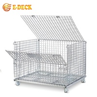 Conteneur galvanisé de fil de l'acier doux Q235 en métal de manipulation matérielle avec le couvercle articulé attaché