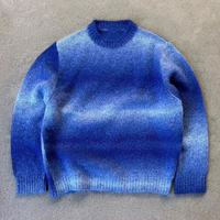 Pull en mohair pour homme avec logo personnalisé, col rond, tricot rayé, pull décontracté à manches longues, pull en mohair tricoté pour l'hiver